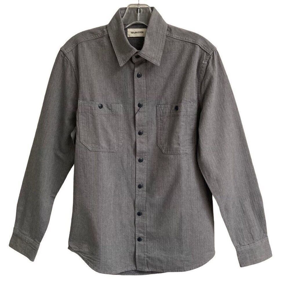 Taylor Stitch Utility Shirt In Slate Broken Herringbone Grey Men’s XS‎ 36 NEW